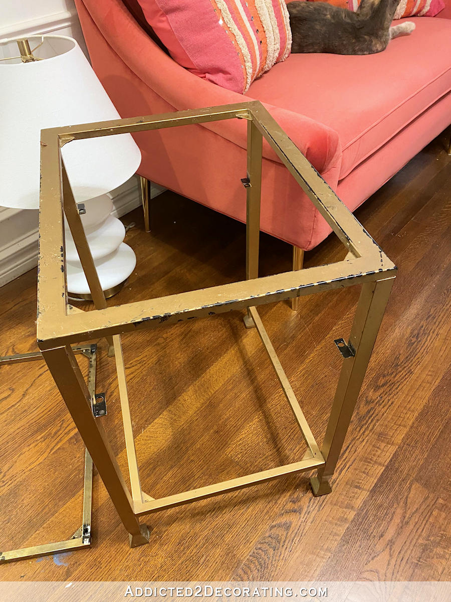 metal and glass side table makeover - 3