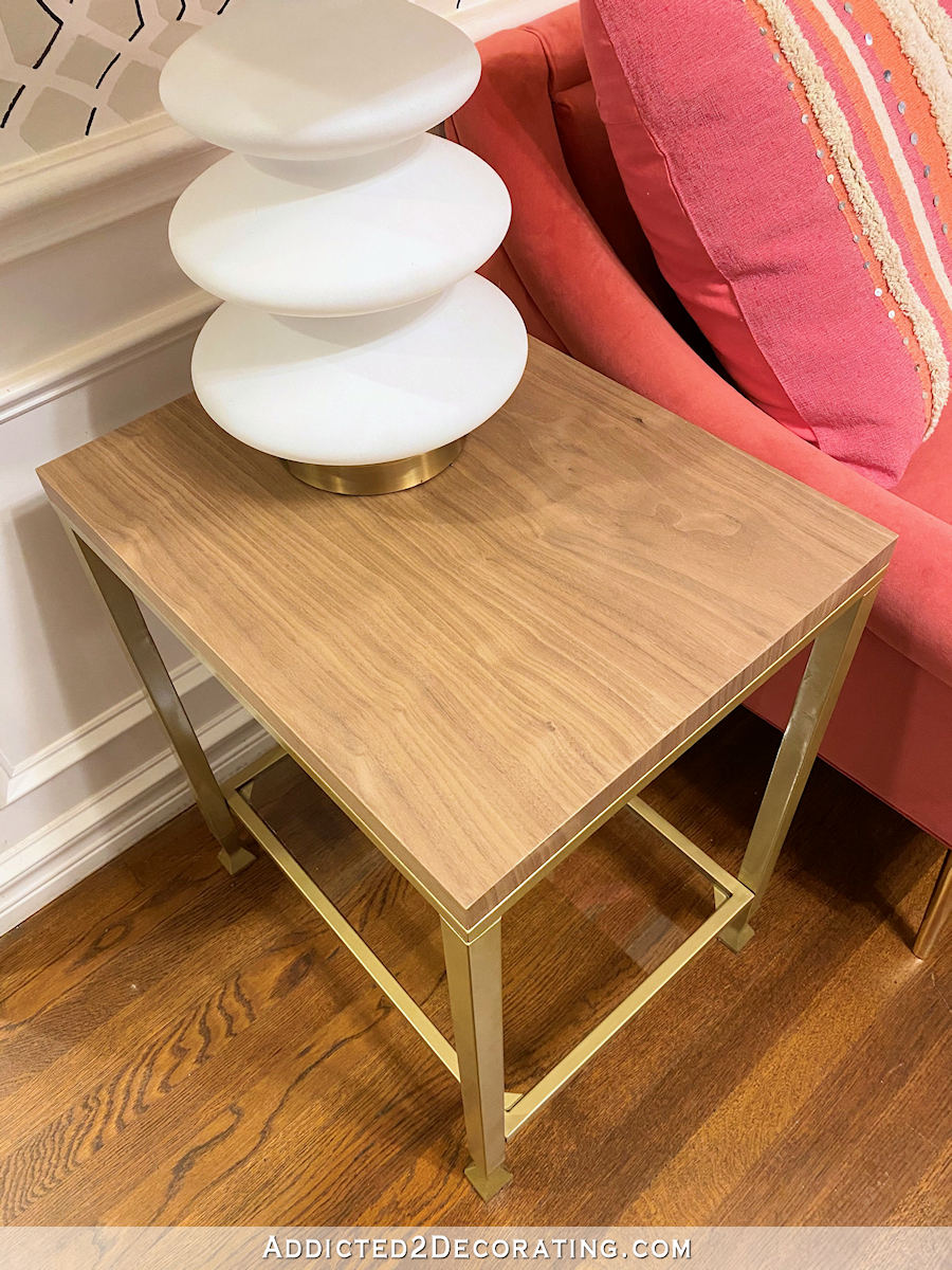 metal and glass side table makeover - after - 1